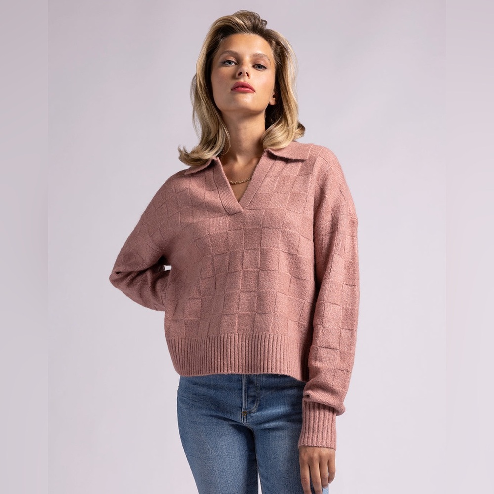 Weekend Los Angeles Sweater Womens Small‎ Dusty Rose Rhode Polo Collar Pullover